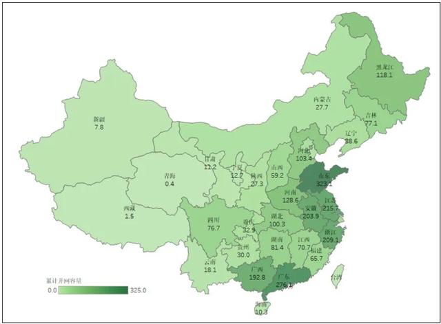 2020年生物質(zhì)發(fā)電各省累計裝機(jī)容量