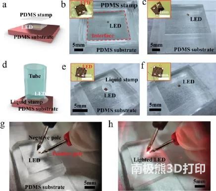 圖4，薄型柔性 LED 的轉(zhuǎn)移打印