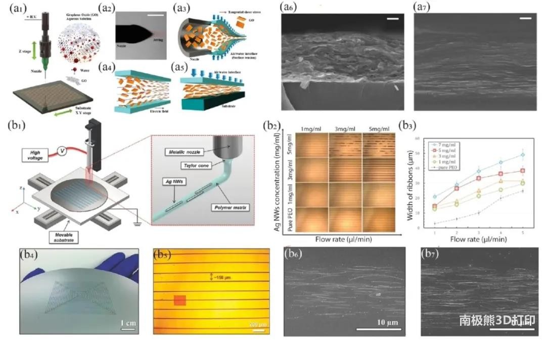 圖4為電流體動(dòng)力3D打印與氧化石墨烯、銀納米線的取向排布